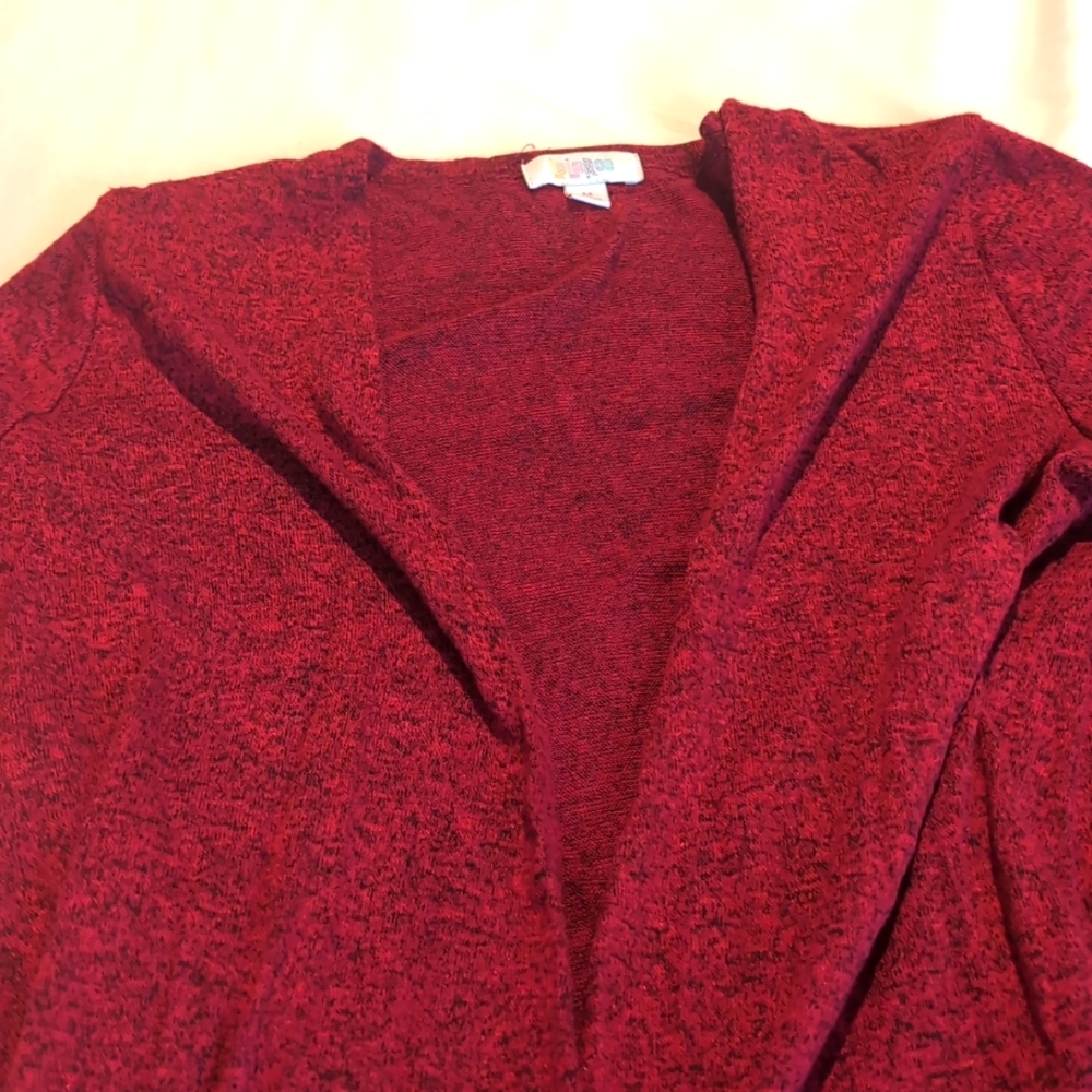 Red and back tweed light weight duster sweater